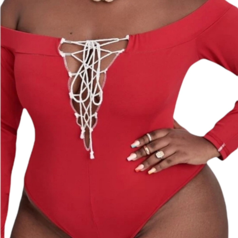Plus size Red lace up bodysuit size 3x 3X